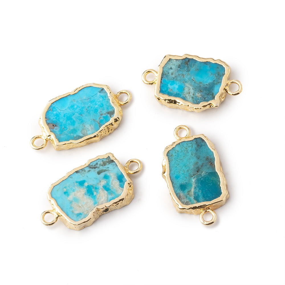 13x10mm Gold Leafed Turquoise Howlite Slice Connector 1 Focal (ONLINE ORDER ONLY)