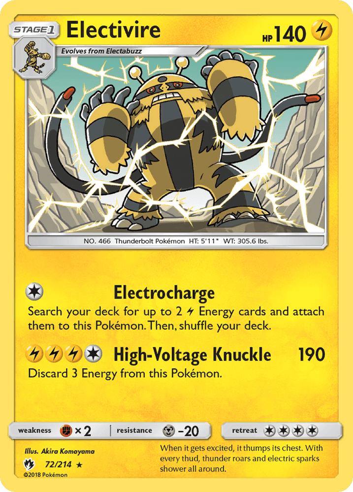 Electivire (72/214) [Sun & Moon: Lost Thunder] (Online Only)