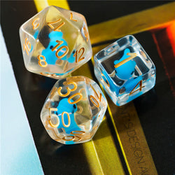 Blue Whale Dice Clear Dice w/ Blue Whales 7-Dice Set Rpg (Online Only)