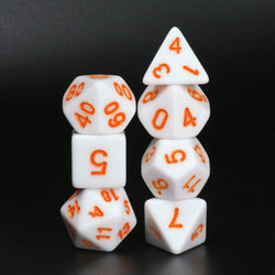 White Opaque with Orange Numbering 7-Dice Set RPG (Online Only)