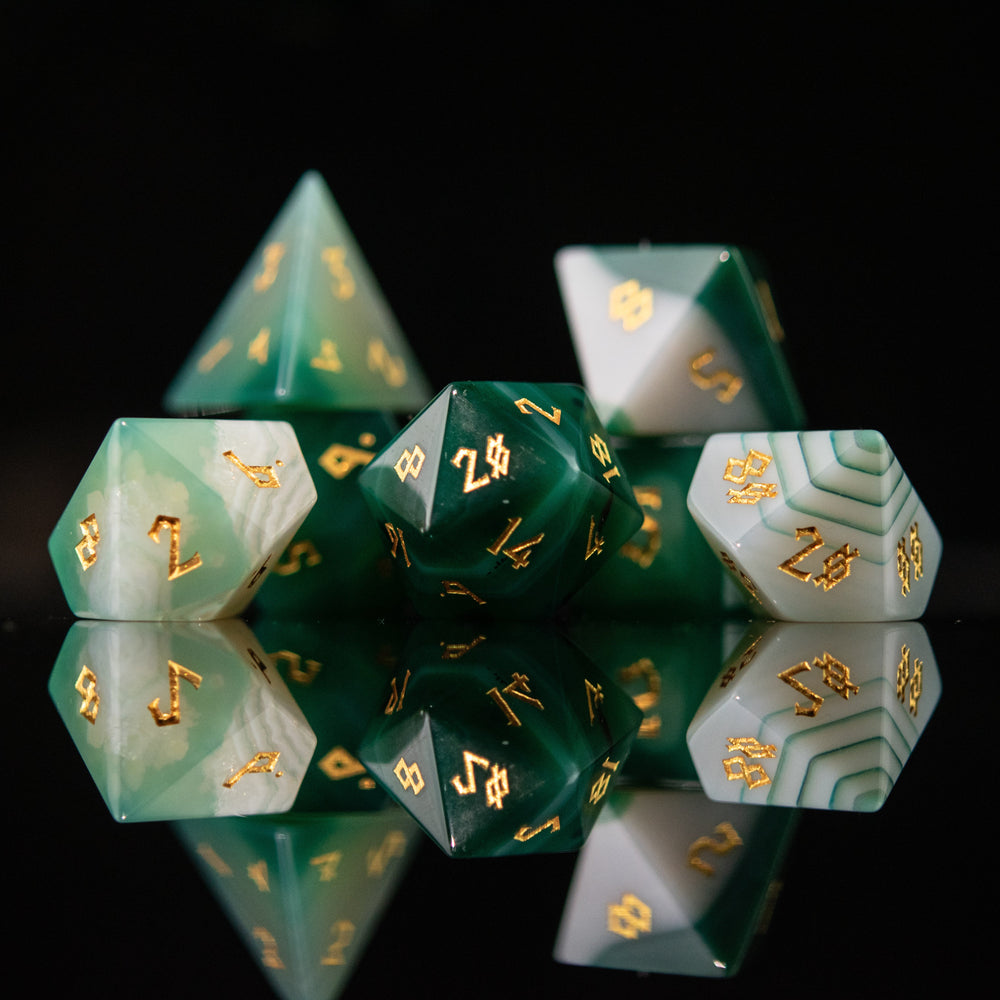 Green Agate Stone Dice Set (ONLINE ORDER ONLY)