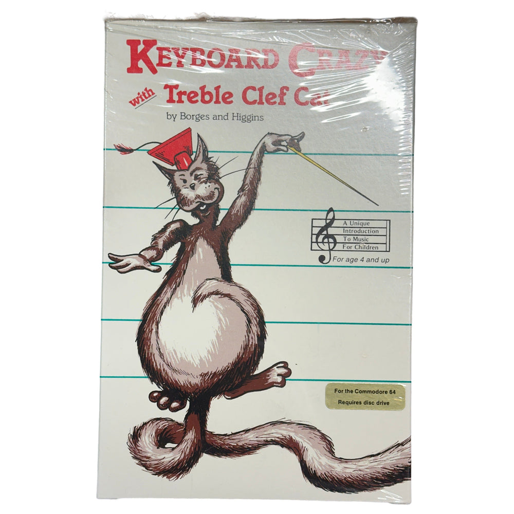 Keyboard Crazy with Treble Clef Cat - Commodore 64/128 (Online Order Only)