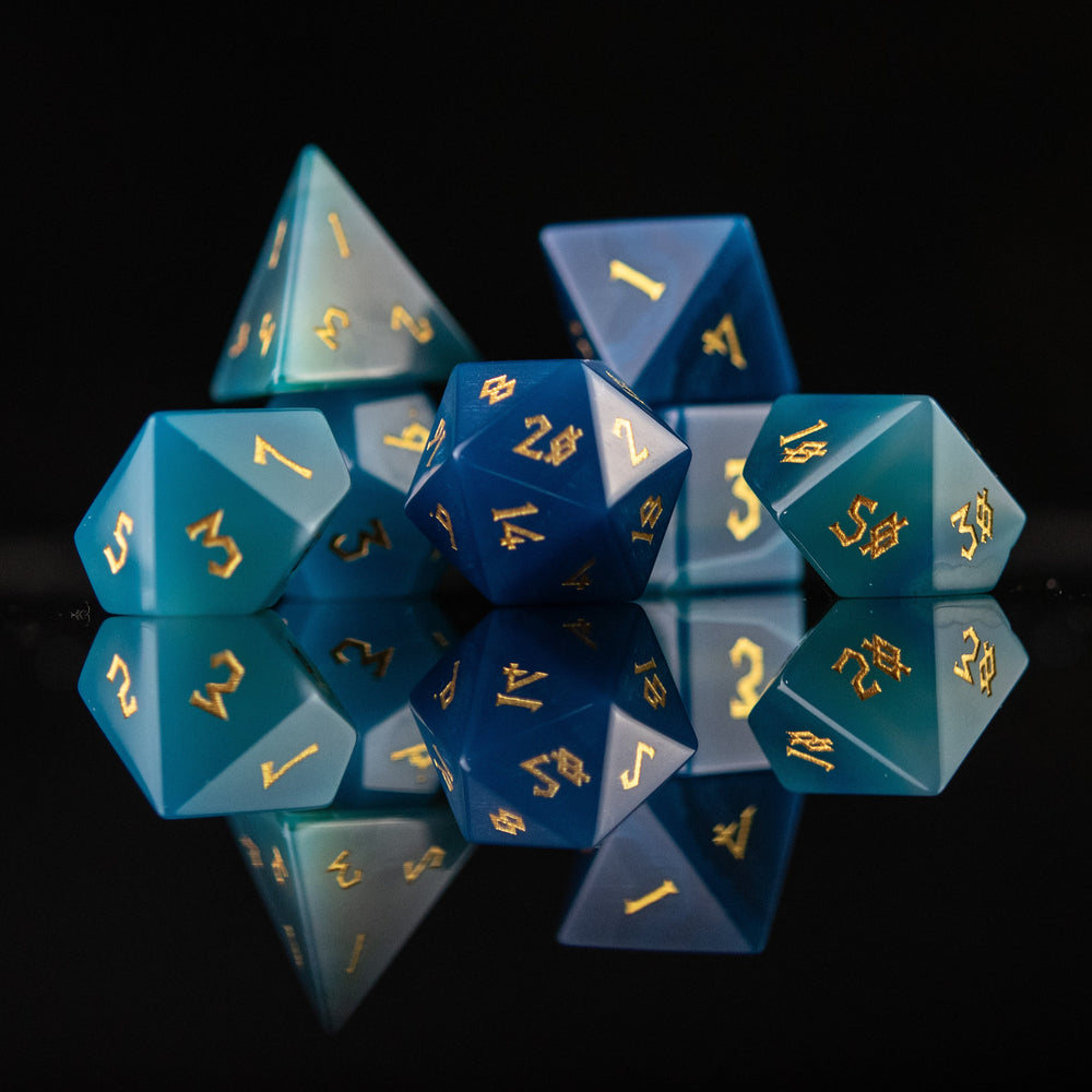 Blue Agate Stone Dice Set (ONLINE ORDER ONLY)