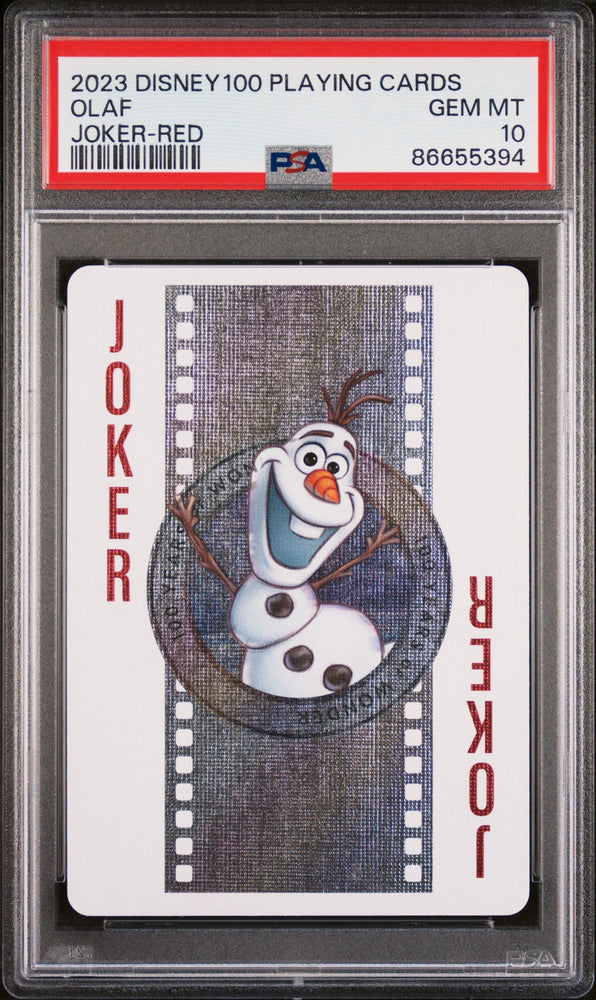2023 DISNEY 100 PLAYING CARDS OLAF JOKER RED PSA 10 (Online Order Only)
