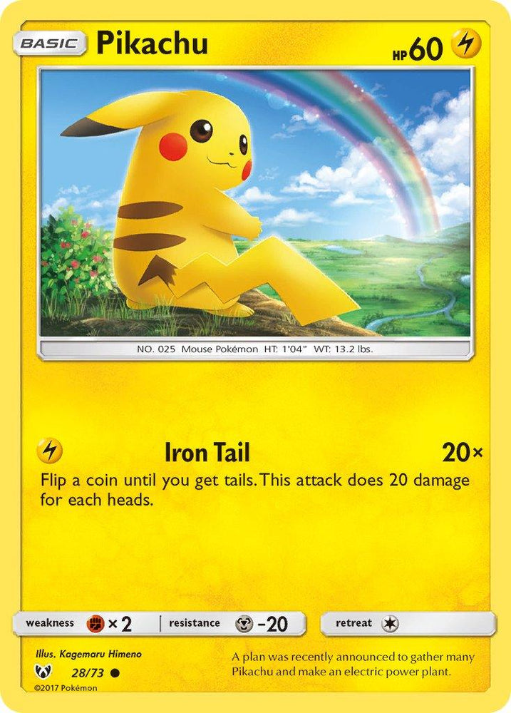 Pikachu (28/73) (Lets Play, Pikachu Cracked Ice Holo) (Theme Deck Exclusives) [Sun & Moon: Shining Legends] (Online Only)