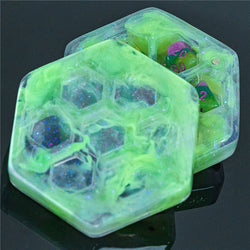 Resin Hexagon Box for Dnd Dice Case (Glitter Green） (Online Only)
