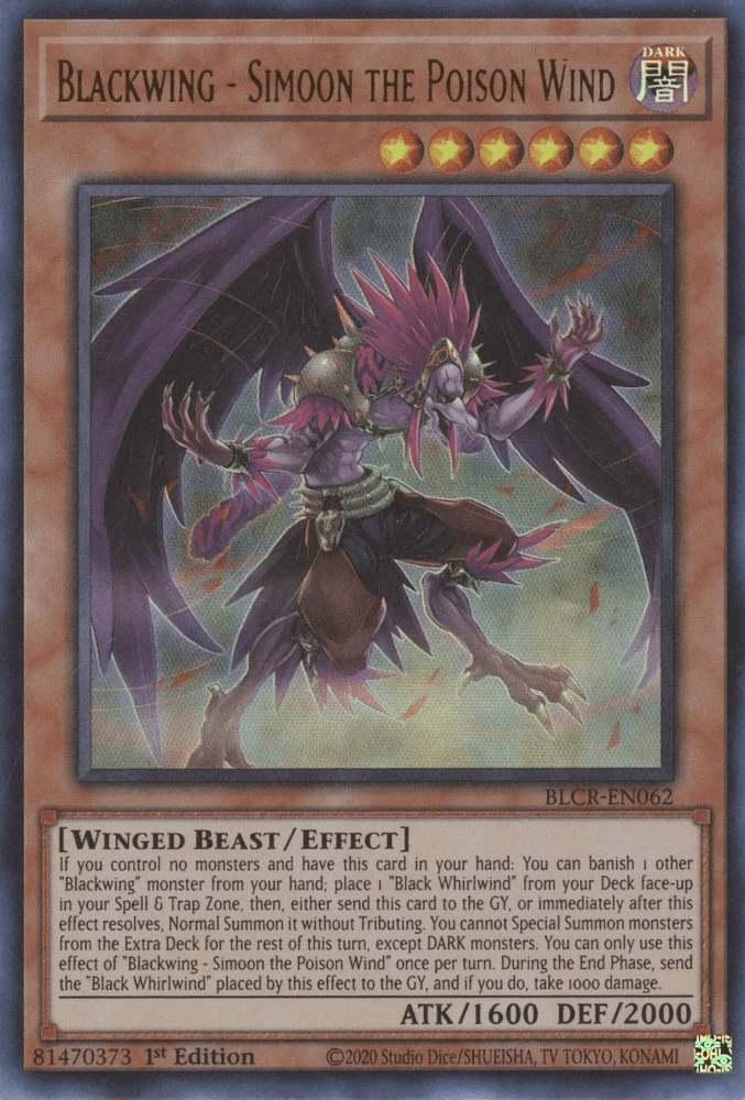 Blackwing - Simoon the Poison Wind [BLCR-EN062] Ultra Rare (ONLINE ORDER ONLY)
