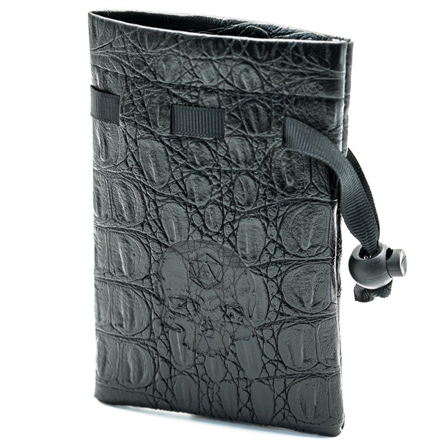Leather Dice Bag with Skull sporting d20 Tattoo (Online Only)