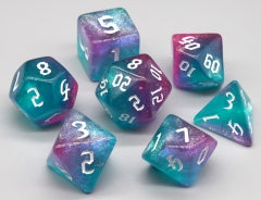 Heart Attack Green/Blue & Pink 7-Dice Set RPG DND (Online Only)