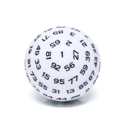 "White" Single 100 Sided Polyhedral Dice (D100) | Solid White Color (45mm) Black (Online Only)