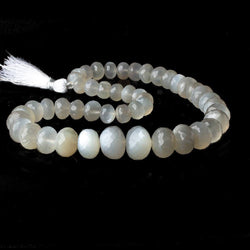9mm - 16.5mm Sage Moonstone faceted rondelles 16 inch 47 beads A