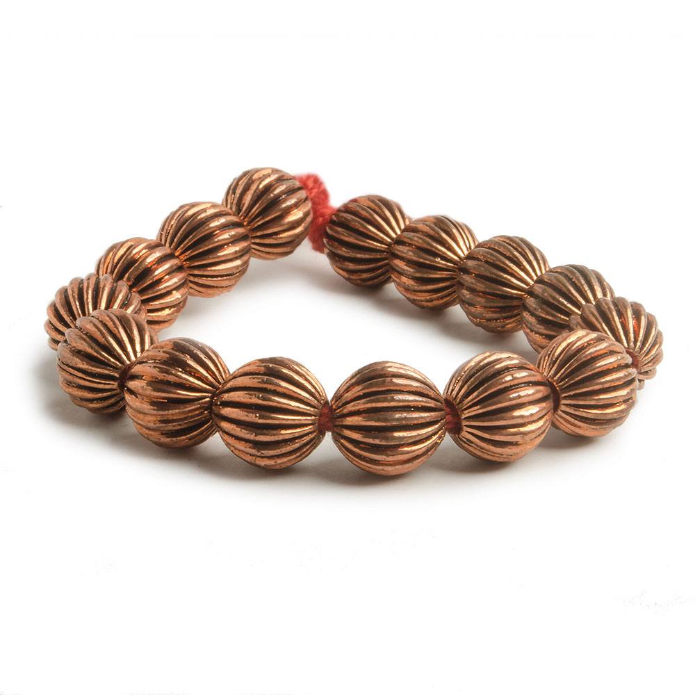 9mm Copper Corrugated Round Bead with 3mm I.D 8 inch 23 pcs (ONLINE ORDER ONLY)