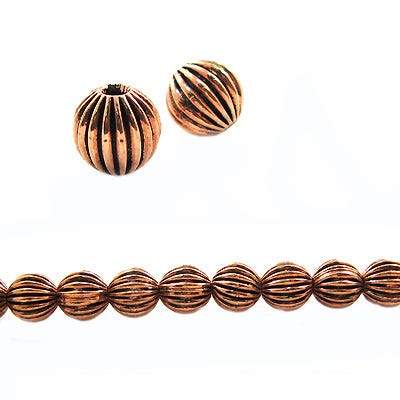 9mm Copper Corrugated Round Bead with 3mm I.D 8 inch 23 pcs (ONLINE ORDER ONLY)