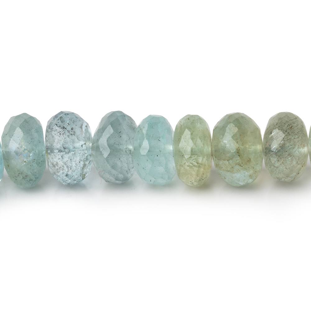 9mm Multi Beryl & Aquamarine Faceted Rondelles 15.75 inch 78 beads AA