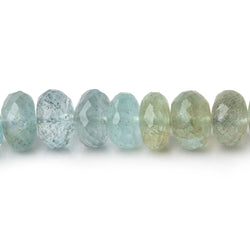 9mm Multi Beryl & Aquamarine Faceted Rondelles 15.75 inch 78 beads AA