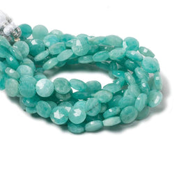 9mm Teal Amazonite faceted coin beads 8 inch 23 pieces (ONLINE ORDER ONLY)
