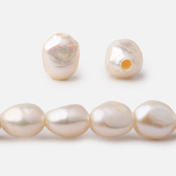 9x10-10x12mm Buttery White Baroque 2.5mm Large Hole Pearls 15 inch 33 pieces