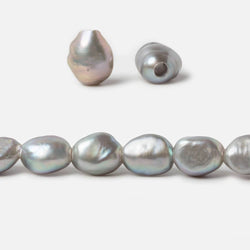 9x10mm Steel Silver Baroque large hole Freshwater Pearls 16 inch 36 pieces (ONLINE ORDER ONLY)