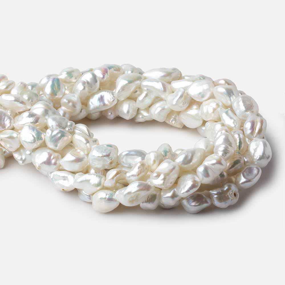 9x11-11x16mm White Keshi straight drilled Freshwater Pearls 16 inch 33 pieces A (ONLINE ORDER ONLY)