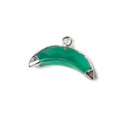 9x20mm Silver Leafed Green Onyx Cresent Moon Pendant 1 focal bead (ONLINE ORDER ONLY)