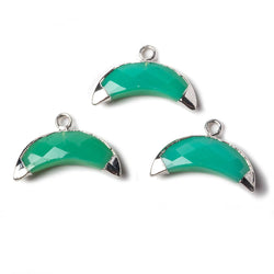 9x20mm Silver Leafed Mint Green Onyx Cresent Moon Pendant 1 focal bead (ONLINE ORDER ONLY)