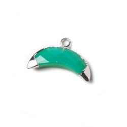 9x20mm Silver Leafed Mint Green Onyx Cresent Moon Pendant 1 focal bead (ONLINE ORDER ONLY)