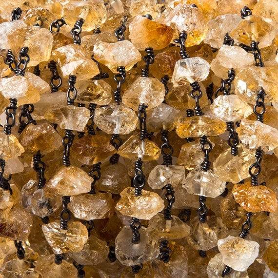 9x5mm Citrine hammer faceted disc Black Gold plated Chain by the foot 28 pcs (ONLINE ORDER ONLY)