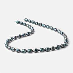 9x6-10x6.5mm Teal Blue Faceted Oval Freshwater Pearls 16 inch 44 pieces (ONLINE ORDER ONLY)