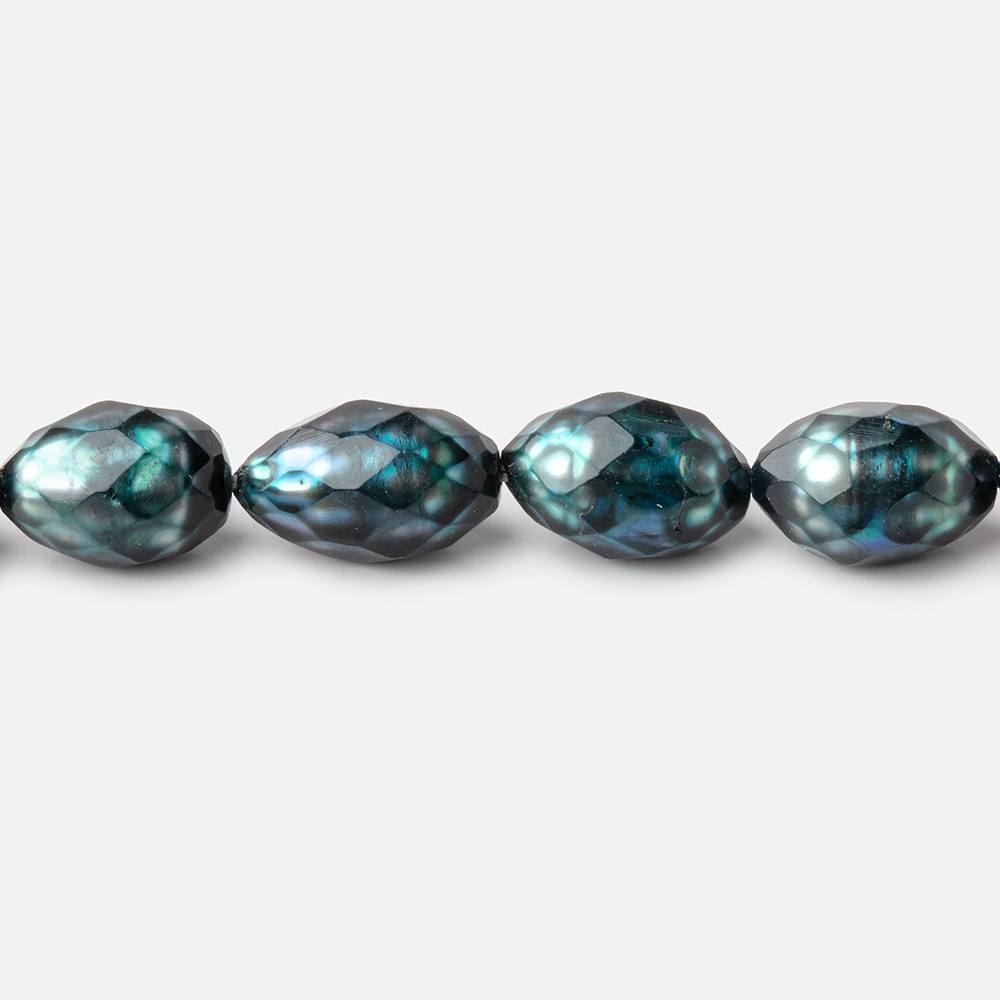 9x6-10x6.5mm Teal Blue Faceted Oval Freshwater Pearls 16 inch 44 pieces (ONLINE ORDER ONLY)