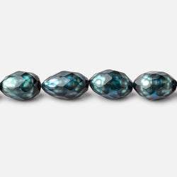 9x6-10x6.5mm Teal Blue Faceted Oval Freshwater Pearls 16 inch 44 pieces (ONLINE ORDER ONLY)