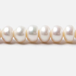 9x6-10x6mm Off White Button 2.5mm Drill Hole Freshwater Pearls 28 pcs