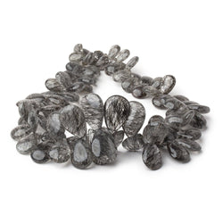 9x6-22x14mm Black Tourmalinated Quartz Plain Pears 12 inch 80 Beads (ONLINE ORDER ONLY)