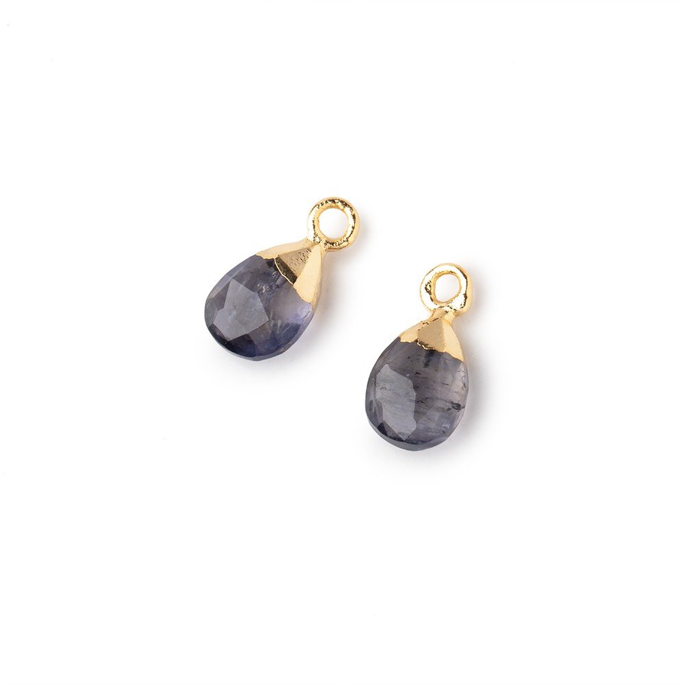 9x6mm Gold Leafed Iolite Faceted Pear Set of 2 Pendants (ONLINE ORDER ONLY)