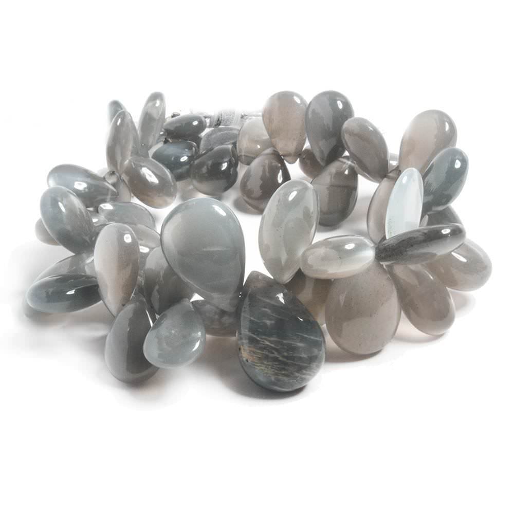9x7-18x12mm Platinum Moonstone plain pears 8.25 inches 49 beads (ONLINE ORDER ONLY)