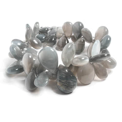 9x7-18x12mm Platinum Moonstone plain pears 8.25 inches 49 beads (ONLINE ORDER ONLY)