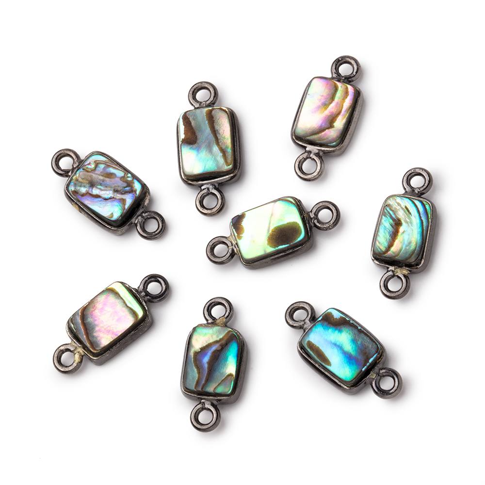 9x7mm Black Gold .925 Bezel Abalone Shell Rectangular Connector 1 piece (ONLINE ORDER ONLY)