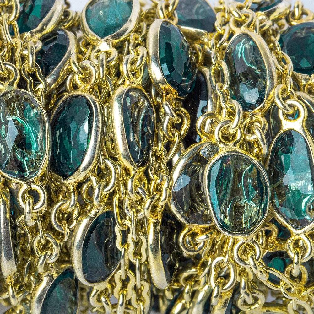 9x7mm London Blue Topaz Vermeil Bezel and Link Chain by the foot 8 pieces (ONLINE ORDER ONLY)