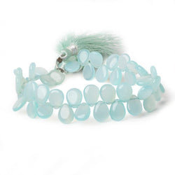 9x7mm Sky Blue Chalcedony Plain Pear Beads 8 inch 50 pieces (ONLINE ORDER ONLY)