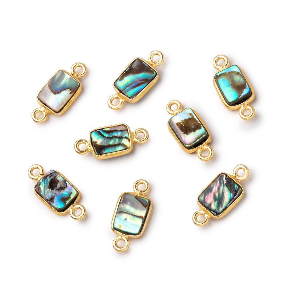 9x7mm Vermeil Bezel Abalone Shell Rectangular Connector 1 piece (ONLINE ORDER ONLY)