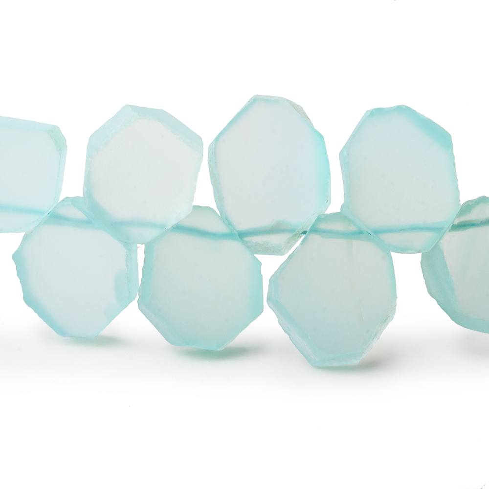 12x15mm Seafoam Blue Chalcedony top drilled plain nugget 8 inch 25 beads