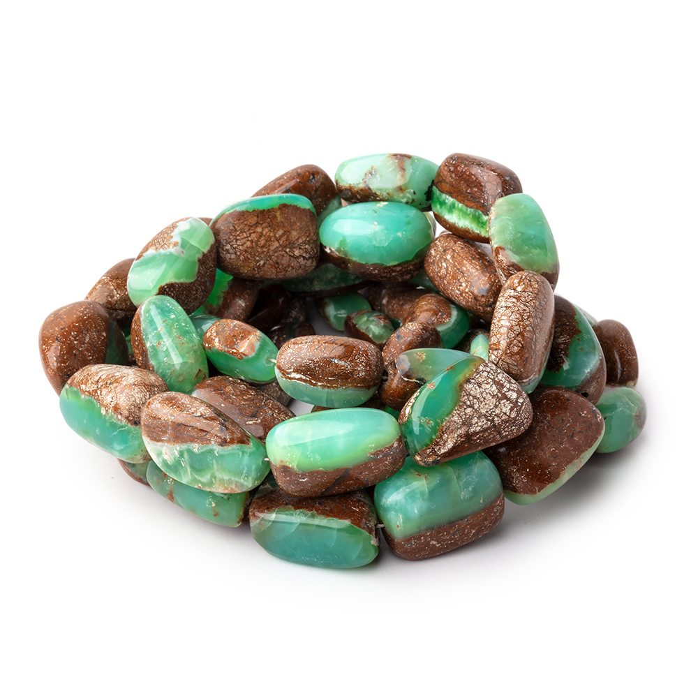 9x8-19.5x13mm Prase Opal Plain Nuggets with Matrix 19 inch 30 Beads (ONLINE ORDER ONLY)