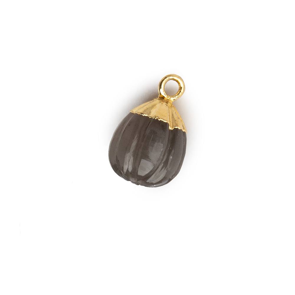 9x8mm Gold Leafed Platinum Grey Moonstone Carved Melon focal bead Pendant sold as 1 piece (ONLINE ORDER ONLY)