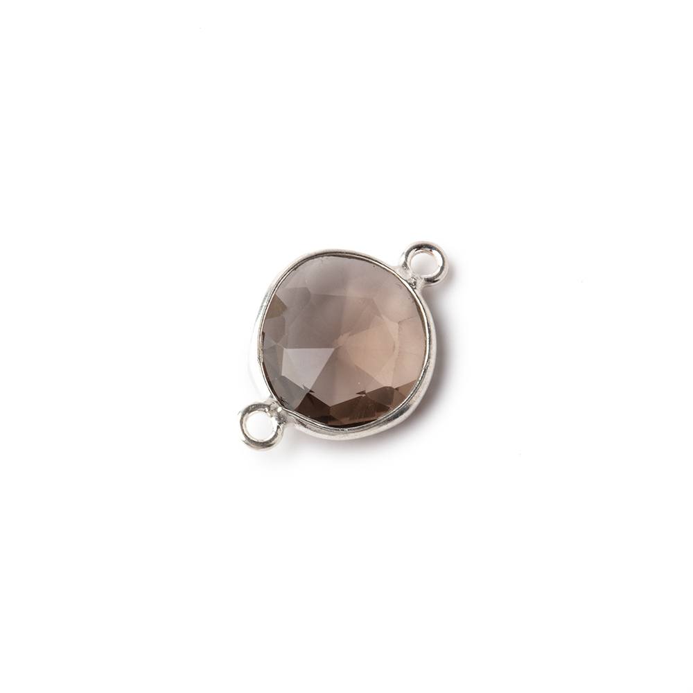 9x8mm Sterling Silver .925 Bezel Smoky Quartz Faceted Nugget Connector 1 piece (ONLINE ORDER ONLY)