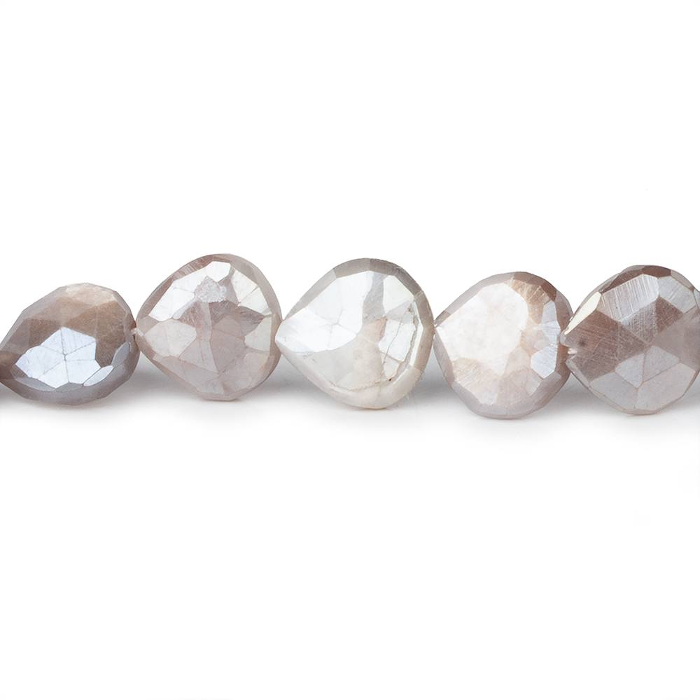 9x9-11x11mm Mystic Chocolate Moonstone straight drill faceted hearts 14 inch 35 beads (ONLINE ORDER ONLY)