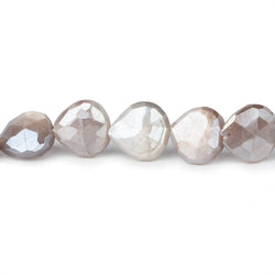 9x9-11x11mm Mystic Chocolate Moonstone straight drill faceted hearts 14 inch 35 beads (ONLINE ORDER ONLY)