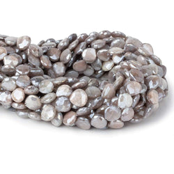 9x9-11x11mm Mystic Chocolate Moonstone straight drill faceted hearts 14 inch 35 beads (ONLINE ORDER ONLY)
