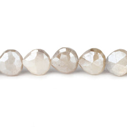 9x9-11x11mm Mystic Off White Moonstone straight drill faceted hearts 14 inch 35 beads (ONLINE ORDER ONLY)