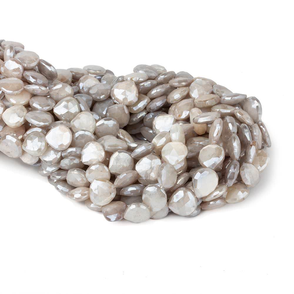 9x9-11x11mm Mystic Off White Moonstone straight drill faceted hearts 14 inch 35 beads (ONLINE ORDER ONLY)
