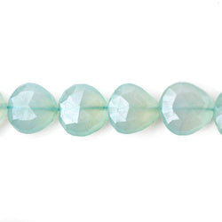 9x9-11x11mm Mystic Sea Green Chalcedony straight drilled faceted heart 8 inch 18 Beads (ONLINE ORDER ONLY)