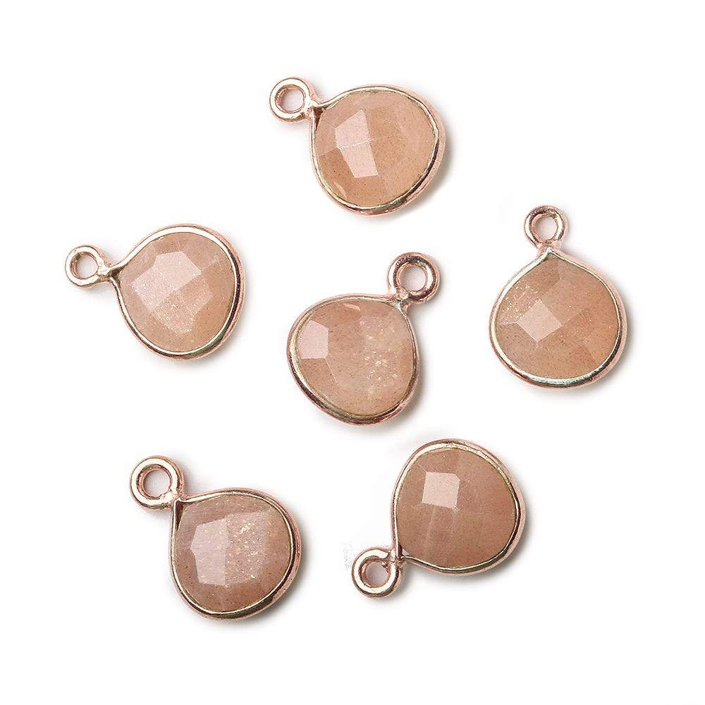 9x9mm Rose Gold Bezeled Angel Skin Peach Moonstone Heart Pendant 1 piece (ONLINE ORDER ONLY)